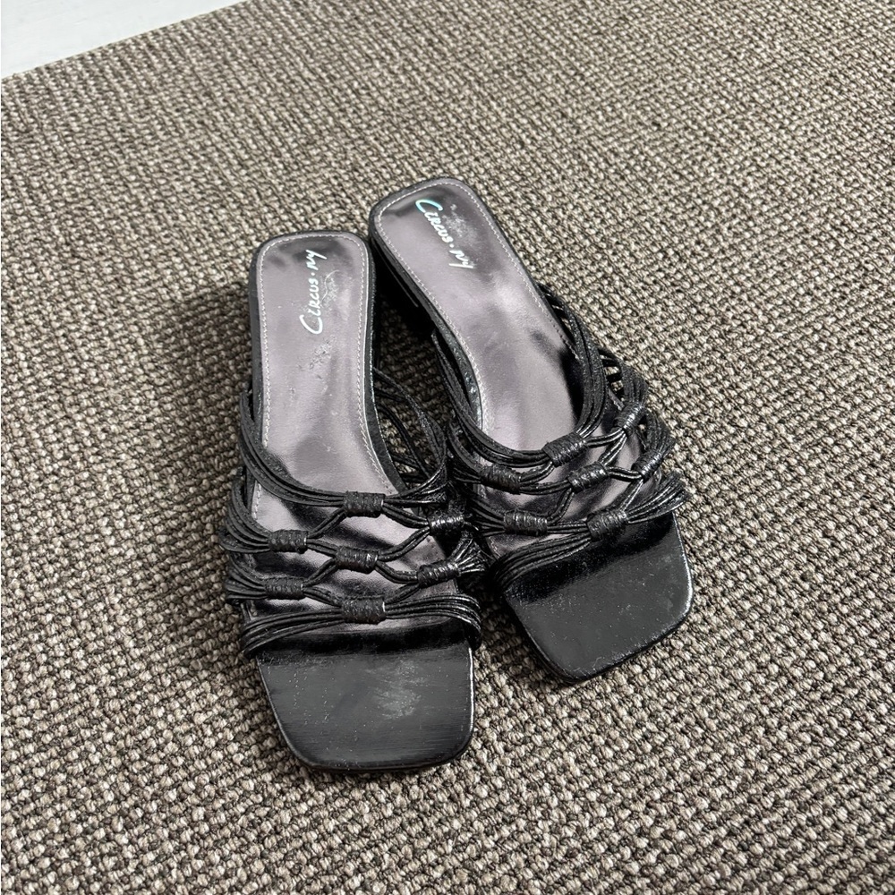 Circus NY Sam Edelman kitten knot strappy Black Braided Slide Sandals NWT